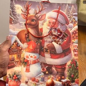 Festive Christmas Gift Bag with Santa and Reindeer